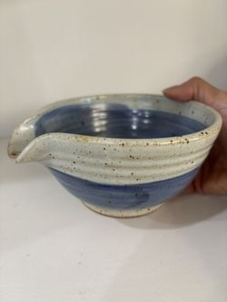 Vintage Pottery Bowl With Spout 