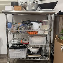 Bar Cart With Miscellaneous Kitchen Items And Appliances 