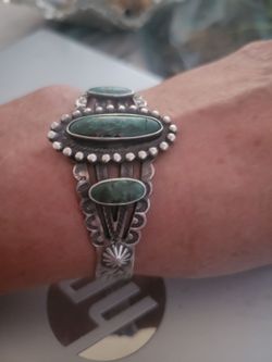 Native American Sterling Silver Turquoise Cuff Bracelet