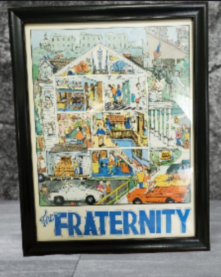 Rare John Holladay Framed Fraternity Poster 1986
