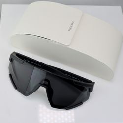 Prada Linea Ross’s Oversized Shield Sunglasses in Black