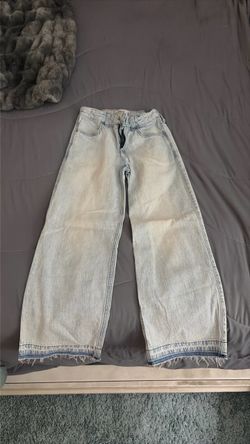 Girls Light Wash Wide Leg Jeans Raw Hem
