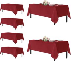 Sancua 6 Pack Red Tablecloth 60 X 102 Inch, Rectangle Table Cloth For 6 Feet Tables - Stain And Wrinkle Resistant Washable Polyester Table Cover For D