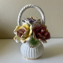 Capodimonte porcelain flower basket