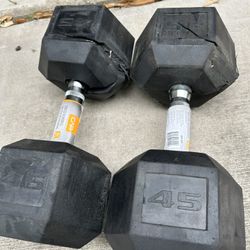 New complete set of 45lb rubber dumbbell SEE PICTURE