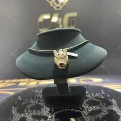 14k Panther Pendant And 14k Choker 