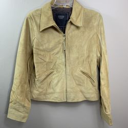 Coach leather jacket women’s medium tan