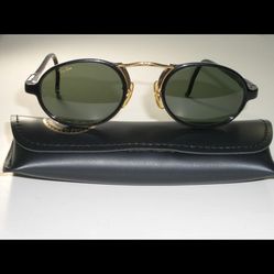 VINTAGE B&L RAY BAN W1745 CHEYENNE III BLACK/GOLD G15 OVAL SUNGLASSES MINT