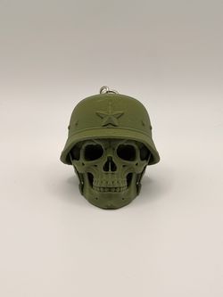 3D Printed Skull Soldier Helmet Keychain