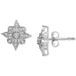 Diamond Cluster Stud Earrings (1/10 ct. t.w.) in Sterling Silver
