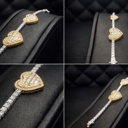 Valentine Day Special Deal- 10k Gold Natural Diamonds Bracelet 