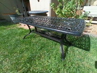 Black Metal Outdoor Patio Table 42" x 21.5" x 17.5" tall