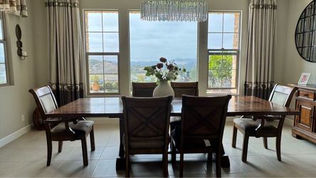 High-end Dining table, 6 chairs , cabnet set