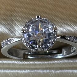 High Quality Moissanite  Ring For Women Shiny Zircon One Carot Engagement Wedding Ring