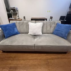 Grey Couch and Futon w/pillows