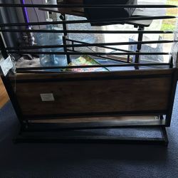 Twin Bed Frame. Metal And Wood Headboard And Foot Board 