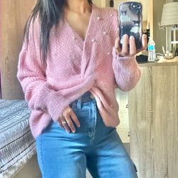 No Boundaries tie knot cozy sweater