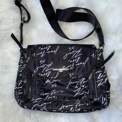 EUC Karl Lagerfeld Crossbody Nylon Bag " Love From Paris, Karl" Design 12x10 