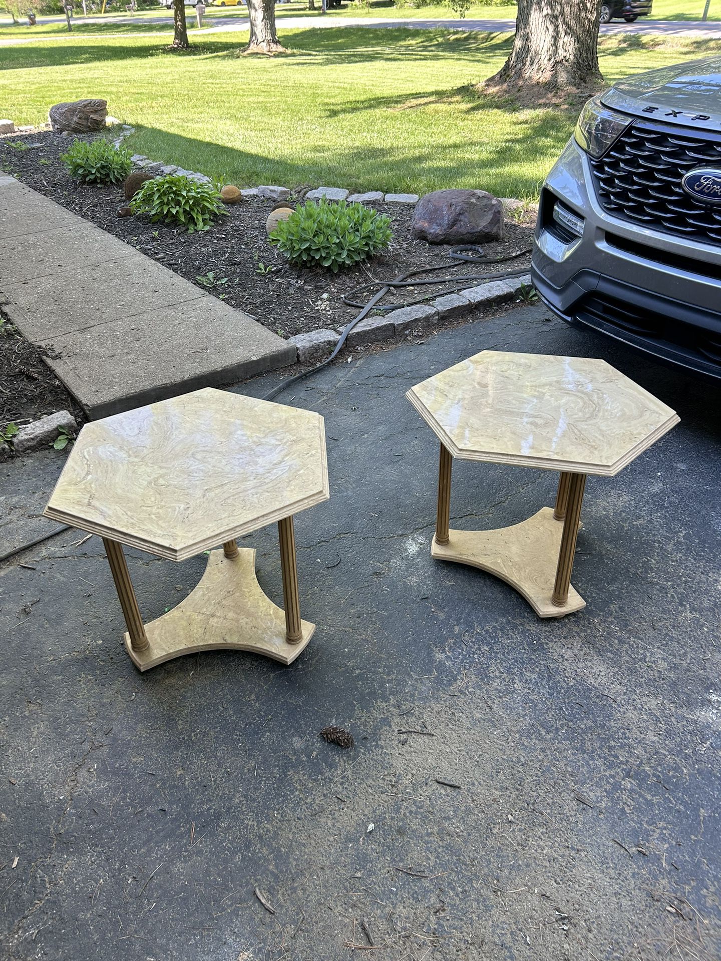 2 Stone End Tables 