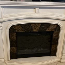 Elegant Electric Fireplace Mantel with Stone Inlay – Great Condition