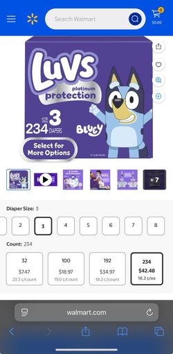 Diapers 3. Luvs 234 Ct 