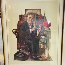 Doctor and the Doll Norman Rockwell 1939 Wood Framed Print  20 x 17 inch