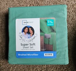 Mainstays Super Soft Brushed Microfiber Sheet Set Twin/Twin XL Green Lily New