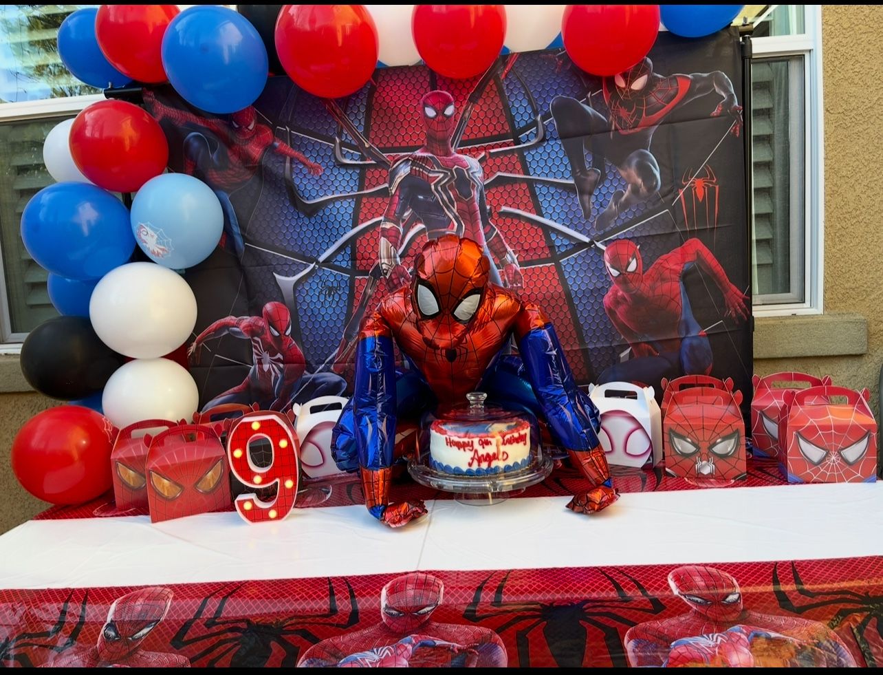 Spider Man Backdrop And Balloons