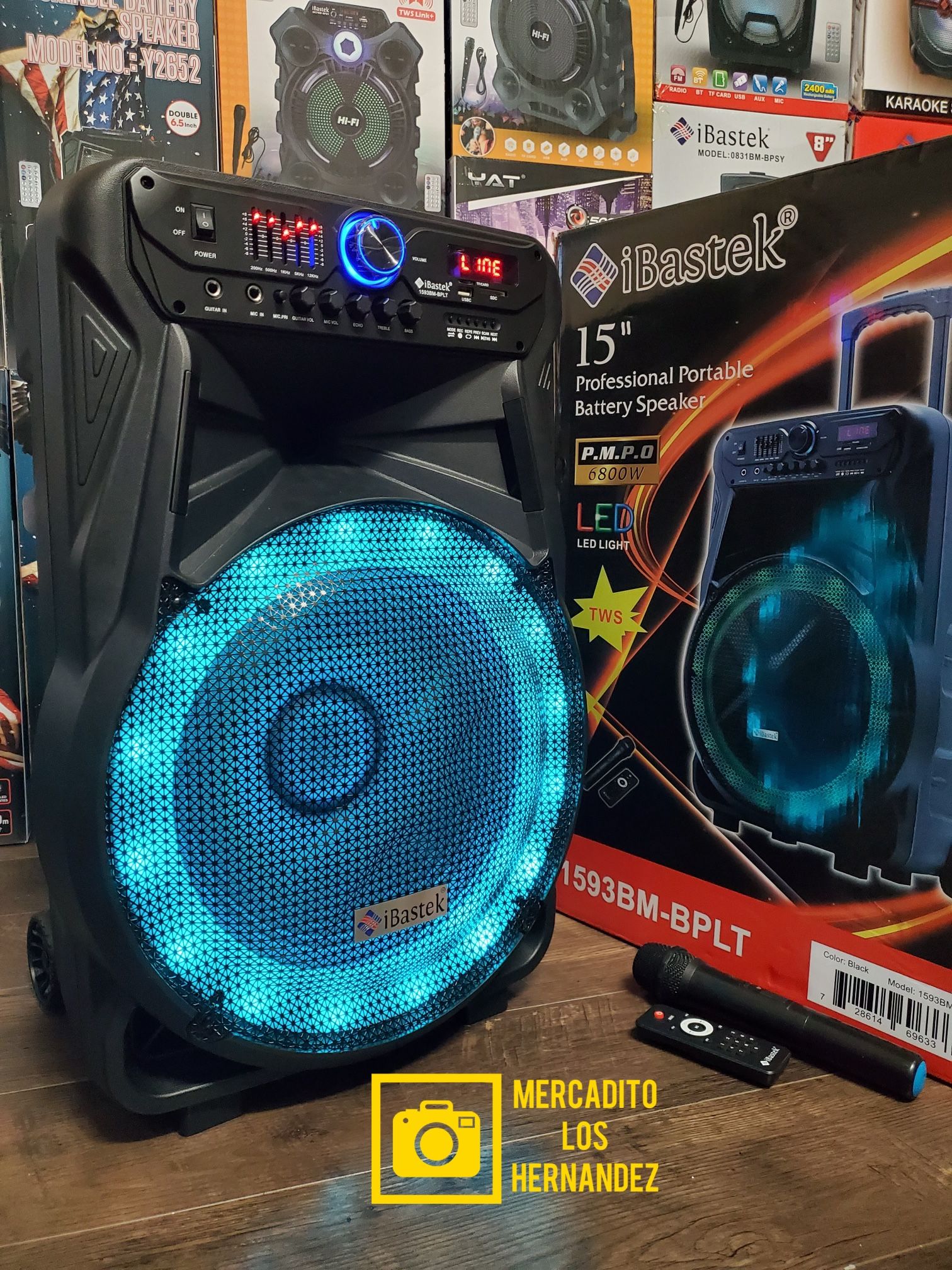 Bluetooth Speaker ❗️15" - Professional Long Battery❗️Wireless Mic - Amazing Bass