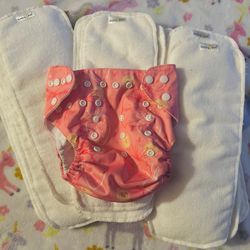 Cloth Diaper Inserts  and 1 Pink Cloth Diaper 
