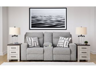 Biscoe Pewter Power Reclining Loveseat w/ Console