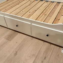 White Twin Bed with Three Drawers