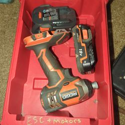 Ridgid Half Inch Drive Impact Gun. And 1/4 Gun With 2ah Battery And A 4ah Battery 