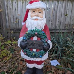 Santa Clause Wreath Welcome Outdoor Decoration 