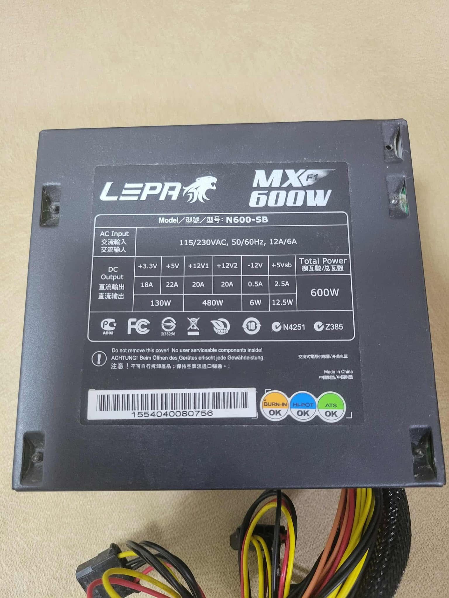 ⚡ BRAND NEW 600W Power Supply (LEPA MX-F1) – Never Used