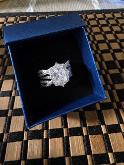 Women's S925 Sterling Silver Moissanite 3 pc. Wedding Set