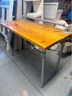 Industrial Pipe and Wood Desk