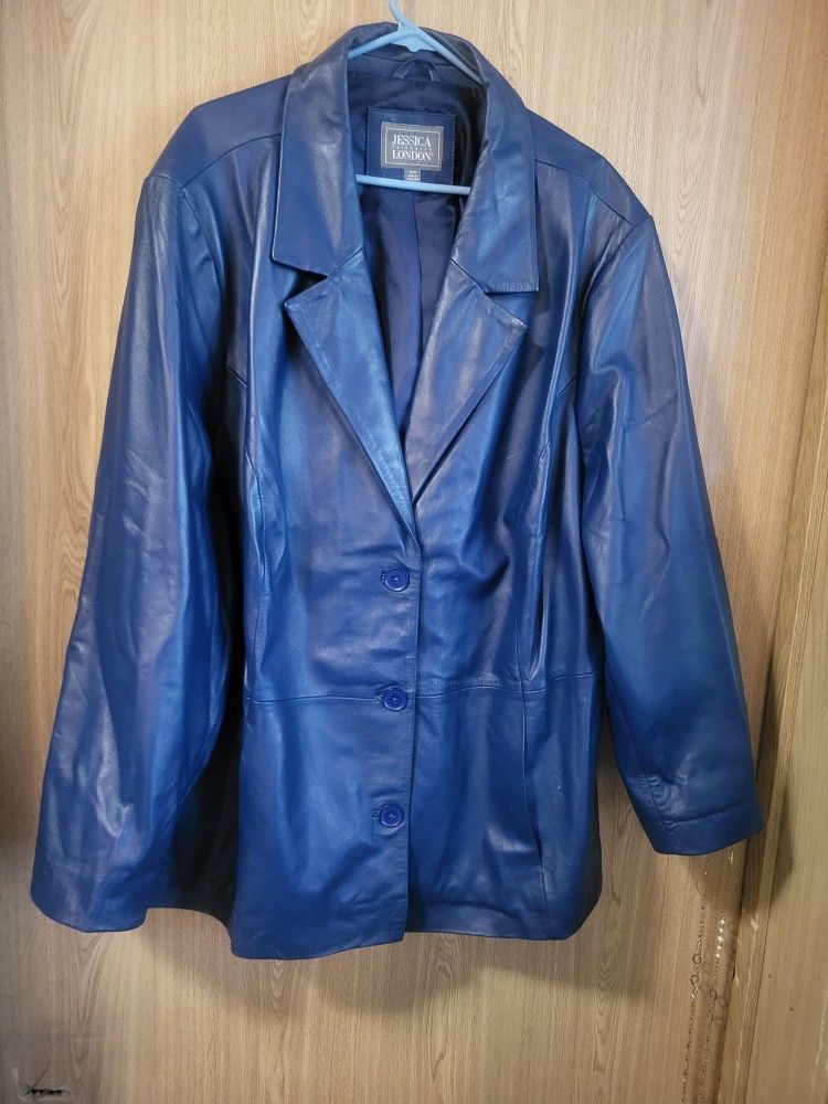 New In Package Bright Blue Jessica London Outerwear Size 32W Button Up Jacket! Identical To Jacket In Photo! 