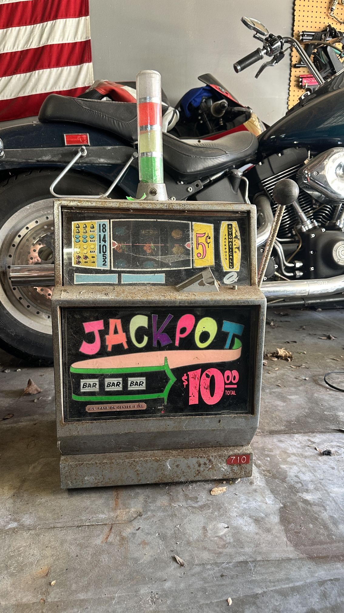 5 Cent Space Jet Bell Light Up Slot Machine Vintage