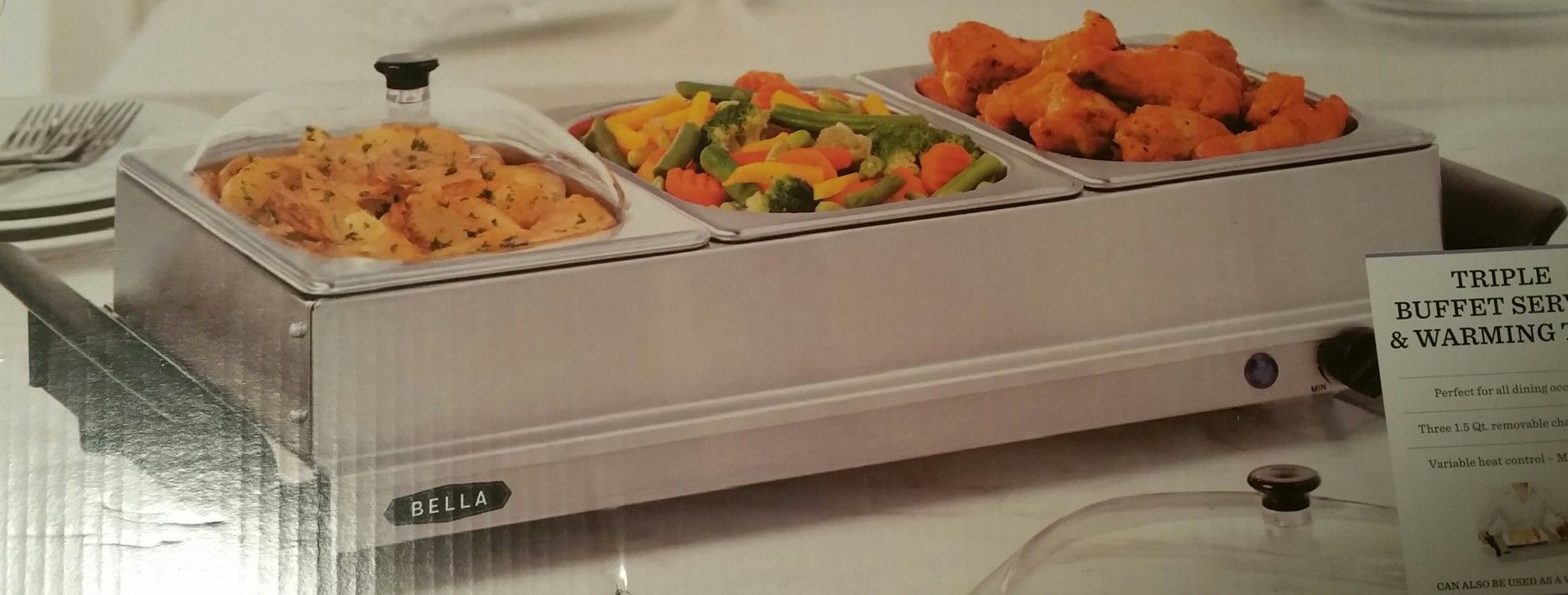 NEW TRIPLE BUFFETT SERVER & WARMING TRAY