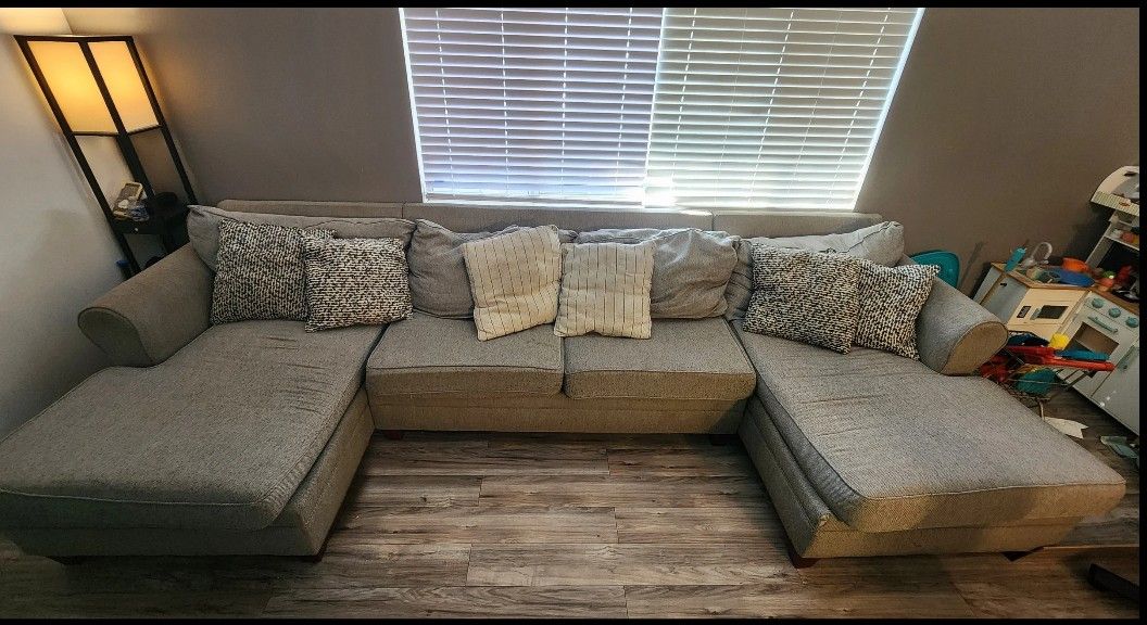 Large Gray Sectional Sofa – $250 (Good Condition, Minor Flaws)