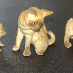 3 Vintage Miniature Siamese Cat Figurines