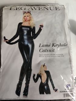 Leg Avenue costume Halloween Lame keyhole Catsuit size M