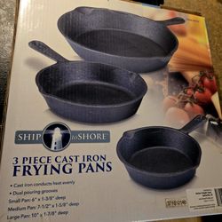 3 Piece Cast Iron Pan Set ~ Brand New