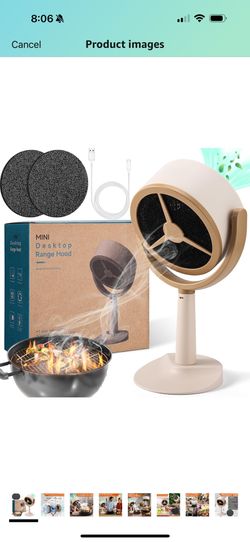 Mity Rain Portable Range Hood for Cooking, Rechargeable Kitchen Exhaust Fan, 125° Adjustable Rotation, Low Noise, Reusable Carbon Filter for Smoke Rem