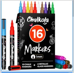 Brand New Chalkola Extra Fine Chalk Markers – 16 Pack