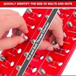 Nut and Bolt Size Gauge With 19 Standard & 15 Metric Identifiers, 8 Drill Bit Gauge From #6 to 3/4" 