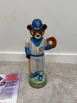Jim Beam Chicago Cubs "Cubby Bear" Decanter (1985) – Original Box & Promo Sheet