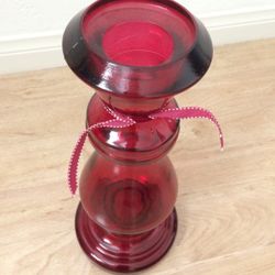 Red Glass Candle Holder