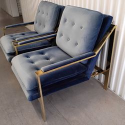 2 Tribeca Gold Accent Chairs in Marine Blue, $150/pair. Online see for $420 EACH 